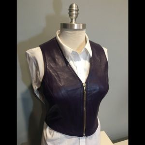 Michael Hoban Leather Vest in Eggplant size 9/10
